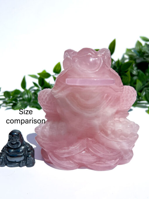 Large Rose Quartz Money Frog Carving