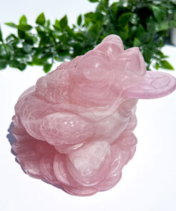 Large Rose Quartz Money Frog Carving