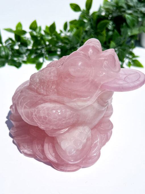 Large Rose Quartz Money Frog Carving