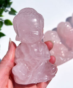 medium-sized Rose Quartz Sitting Buddha Carving