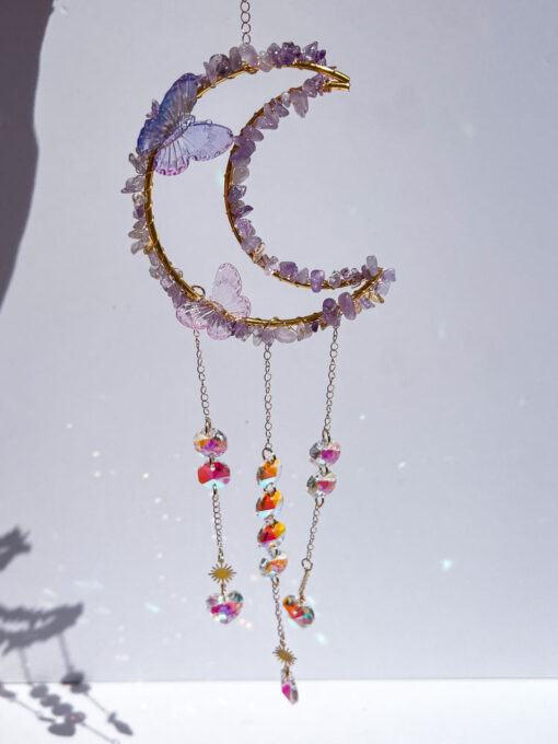 Amethyst Chip Moon Sun Catcher