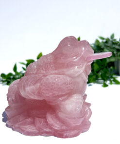 Large Rose Quartz Money Frog Carving