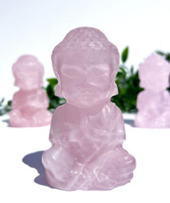 medium-sized Rose Quartz Sitting Buddha Carving