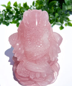 Large Rose Quartz Money Frog Carving