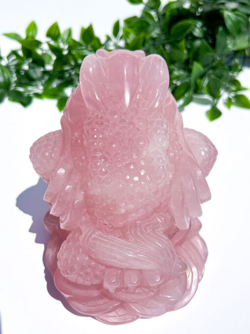 Large Rose Quartz Money Frog Carving