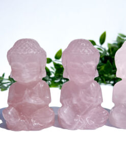 medium-sized Rose Quartz Sitting Buddha Carving