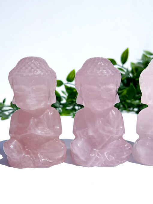 medium-sized Rose Quartz Sitting Buddha Carving