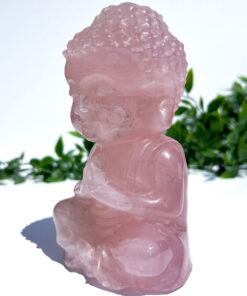 Large Rose Quartz Sitting Buddha Carving