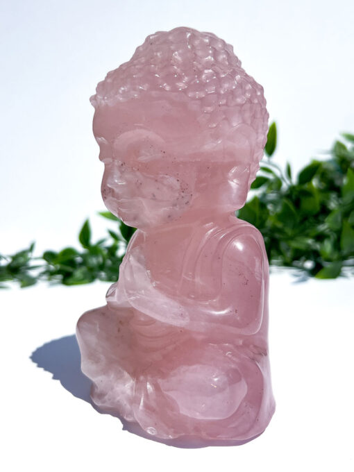 Large Rose Quartz Sitting Buddha Carving