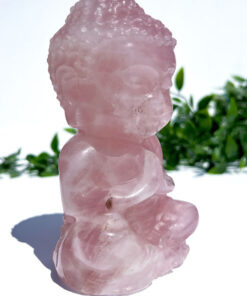 Large Rose Quartz Sitting Buddha Carving