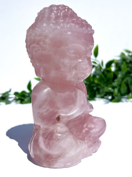 Large Rose Quartz Sitting Buddha Carving