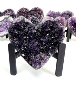 Amethyst heart cluster on a stand