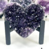 Amethyst heart cluster on a stand