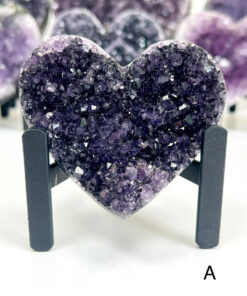 Amethyst heart cluster on a stand