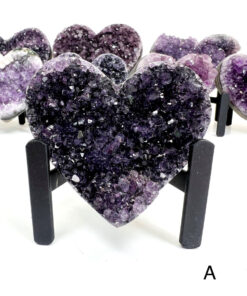 Amethyst heart cluster on a stand