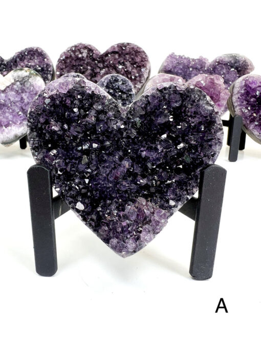 Amethyst heart cluster on a stand