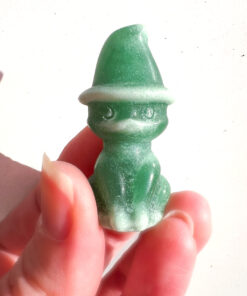 Green Aventurine cat with a hat