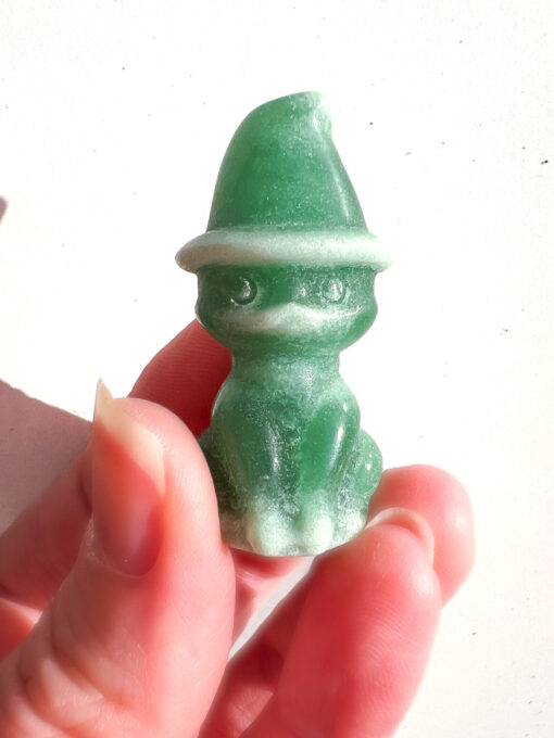 Green Aventurine cat with a hat