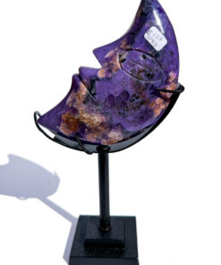 Rare Charoite Moon Face on a Stand