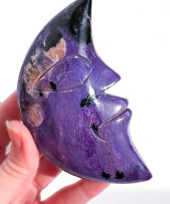 Rare Charoite Moon Face on a Stand