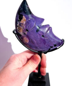 Rare Charoite Moon Face on a Stand