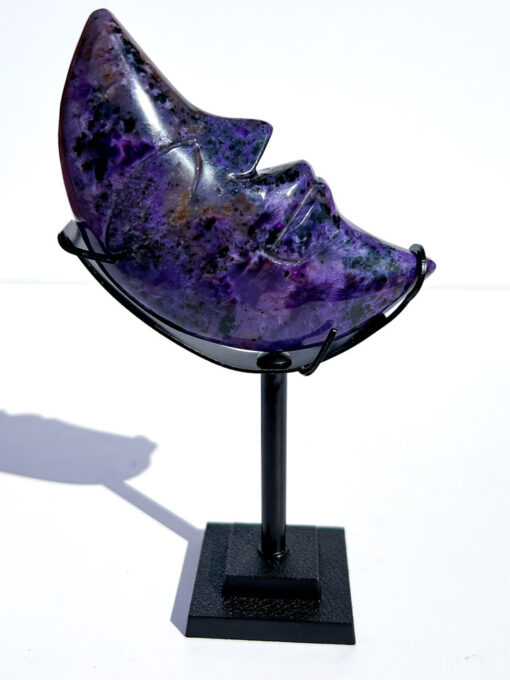 Rare Charoite Moon Face on a Stand