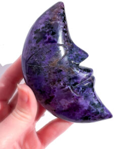 Rare Charoite Moon Face on a Stand