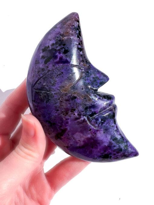 Rare Charoite Moon Face on a Stand