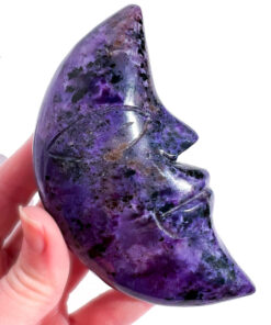 Rare Charoite Moon Face on a Stand