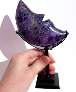 Rare Charoite Moon Face on a Stand