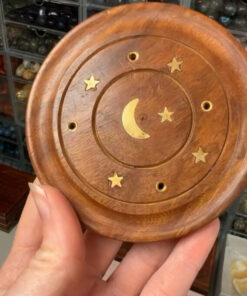 Moon and Stars Wooden Incense Burner Plate