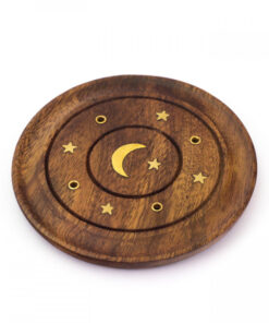 Moon and Stars Wooden Incense Burner Plate