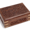 Hand Carved Engraved Wooden Box With Brass Corners