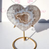 druzy Agate heart on a stand